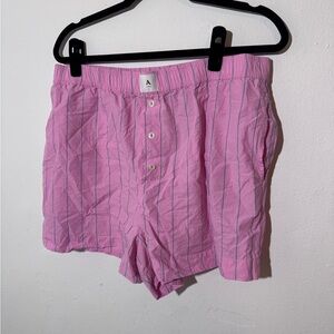 Anthropologie Pink and Green Striped Boxer Shorts